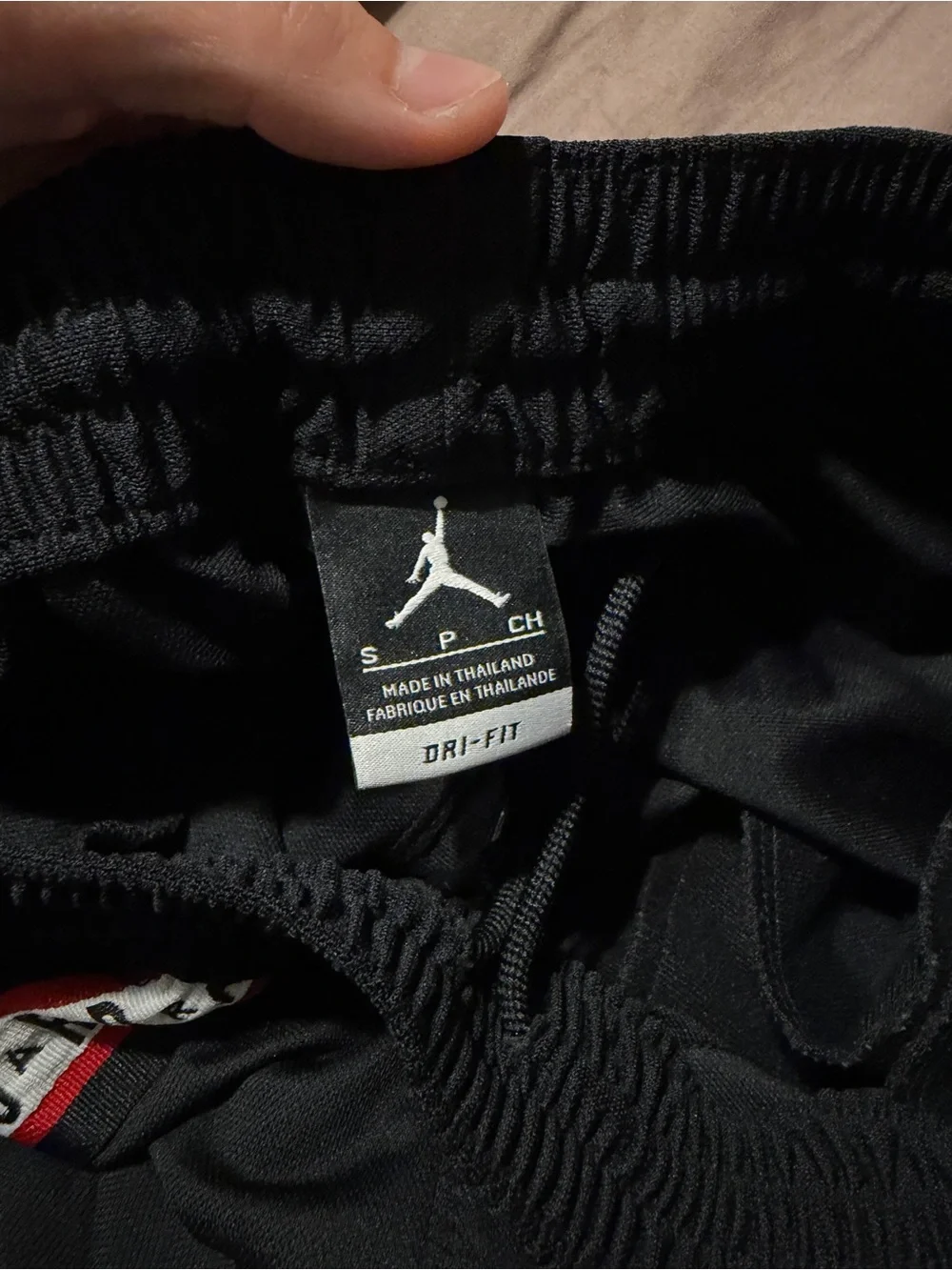 Jordan Dri-FIT Men’s Small Black Basketball Shorts Jumpman Logo Red White Tape
